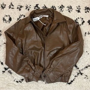 SOLD 🤎 Chocolate Brown Beaumont Studios faux leather bomber